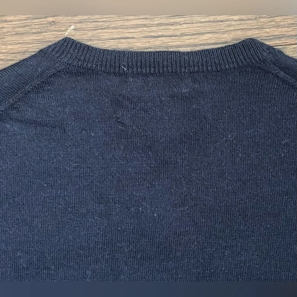 Joseph Abboud Extra Fine Merino Wool V Neck Sweater Mens Sz S Navy Blue Academia